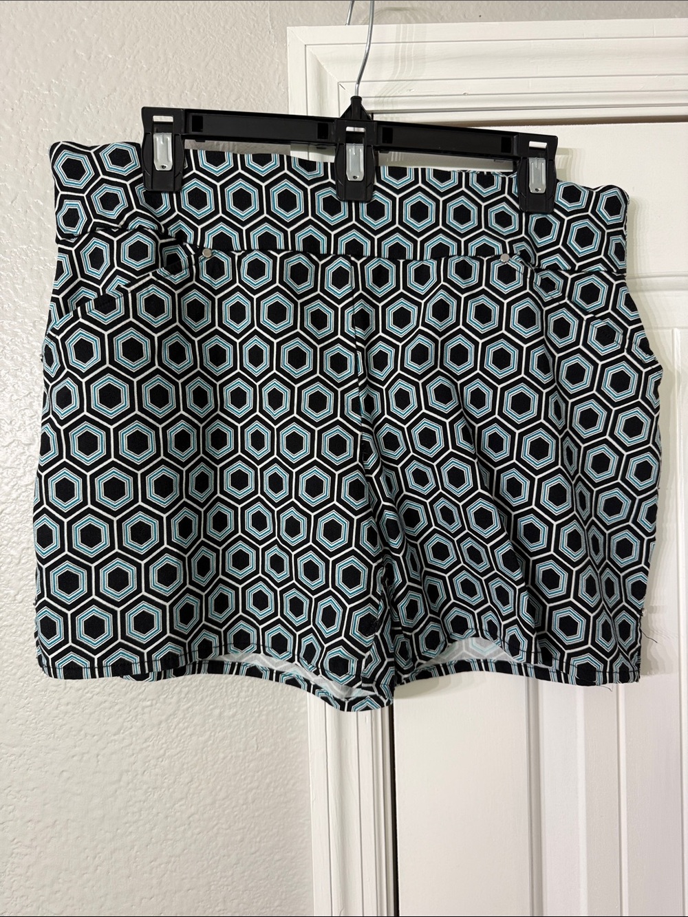 INC Geometric Print Women’s Shorts in Black, White and Teal
